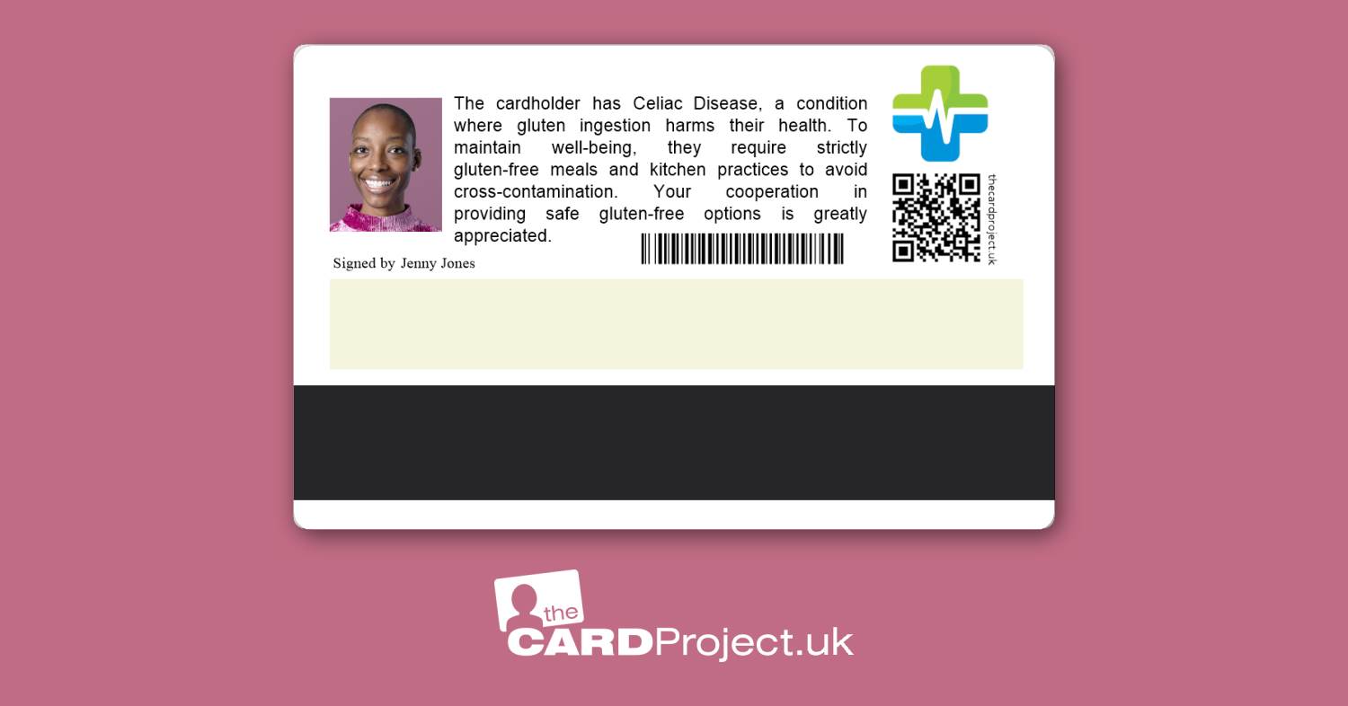 Celiac (Coeliac) Disease Premium Medical Photo ID Card  (REAR)